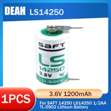 1Pcs Saft 14250 LS14250 14250 3.6V 1/2 Aa 1/2AA 3.6V 1200Mah Lithium Batterij Met pins Voor Plc Cnc Water Meter Primaire Batterij