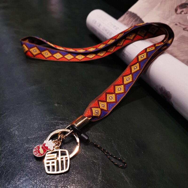 Chinese Stijl Lucky Cat Telefoon Lanyard Riem Voor Iphone Huawei Redmi Samsung Xiaomi Mobiele Telefoon Id-kaart Lange Touw String houder: A106-8