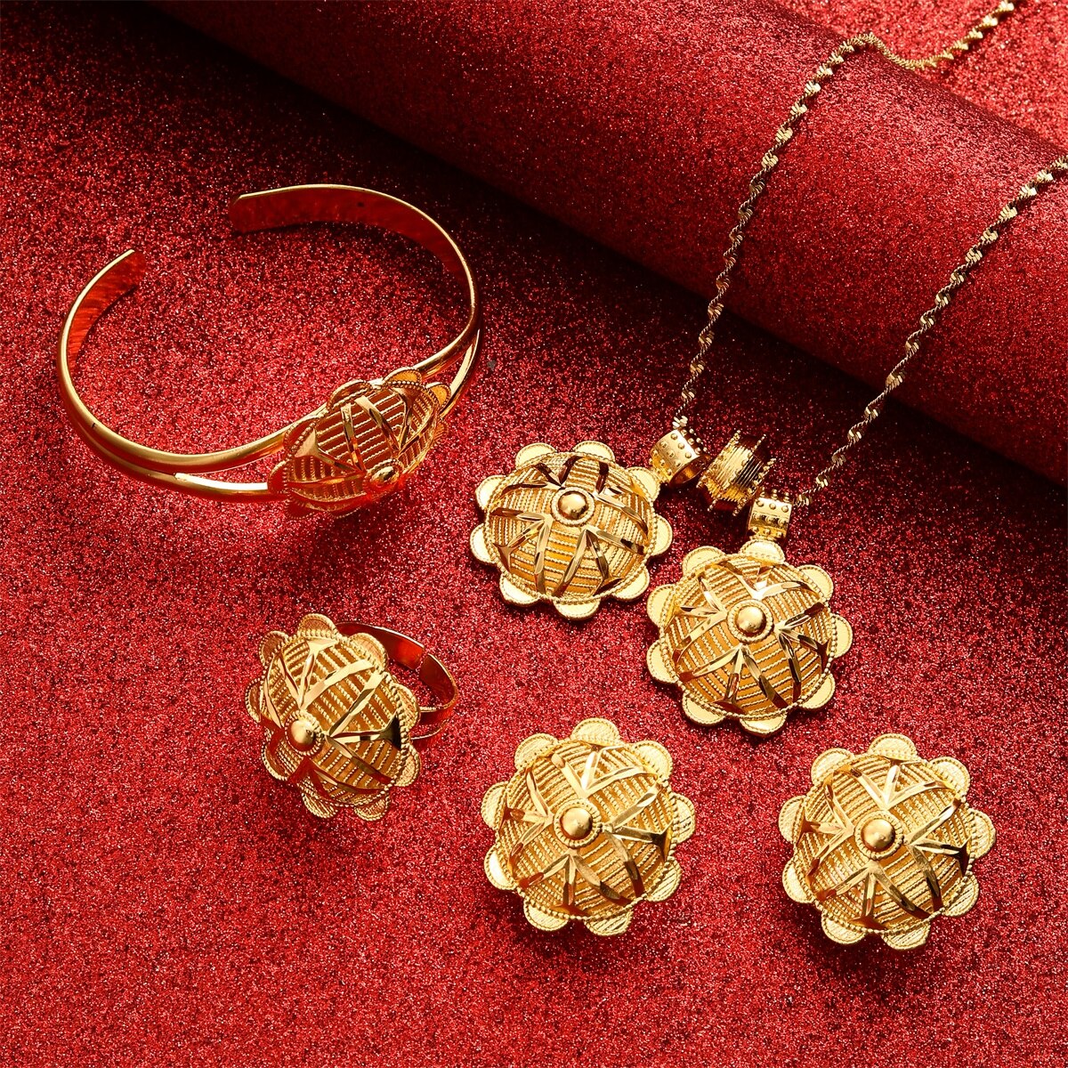 Gold Ethiopian Jewelry Sets For Women Dubai Habesha African Bridal Wedding