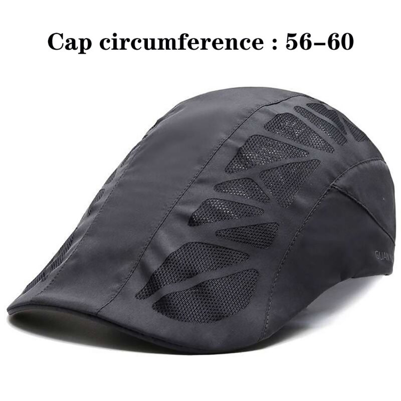 Men's Hat Berets Cap Golf Driving Summer Sun Cap Cotton Mesh Berets Caps for Men Casual Peaked Hat: Adult dark grey B