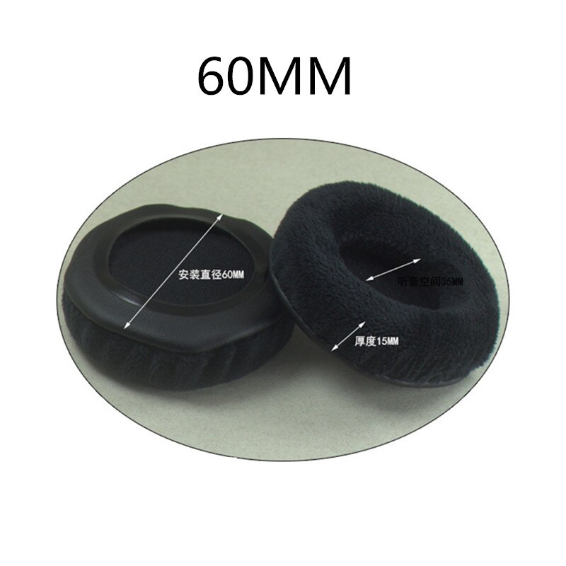 Interchangeable Black Velvet Earphone Set 60 65 70 75 80 85 90 95 100 105 110 115 120 MM Ear Pad Ear Pads Cushions 23 AugZ5: 60MM