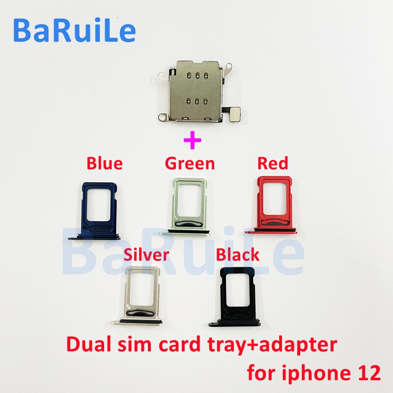 Baruile 5Sets Voor Iphone 12 12pro Max 13 Dual Sim Kaartlezer Adapter + Dual Sim Lade Houder Voor iphone 11 11P Vervangende Onderdelen