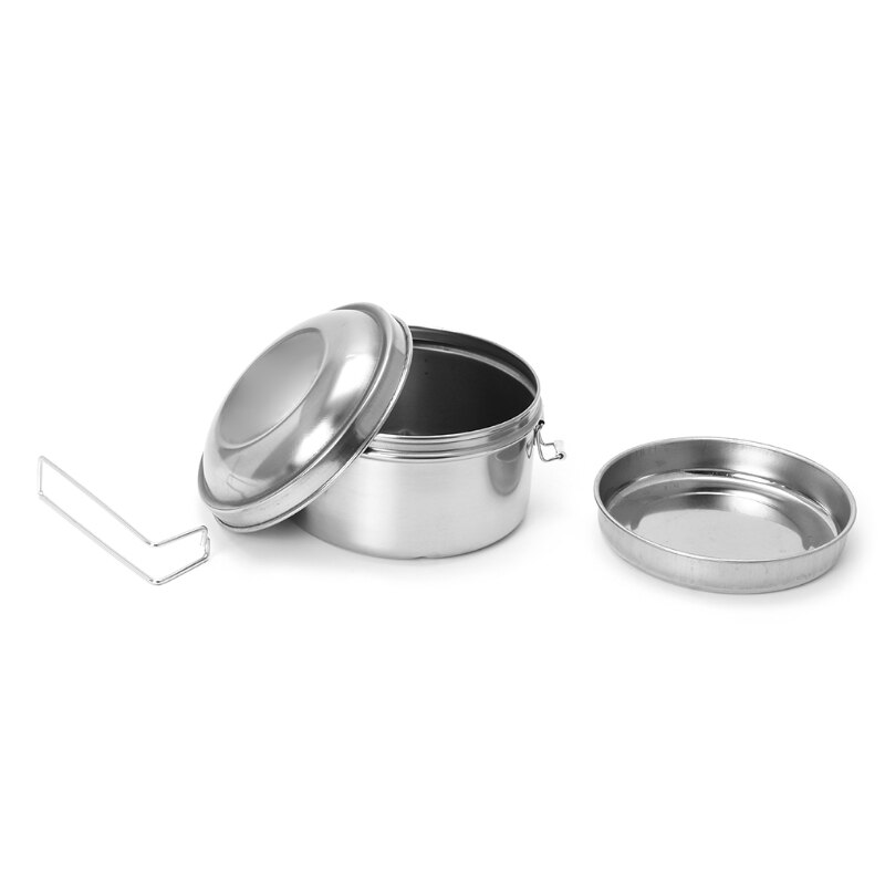 Stainless Steel Bowl Lunch Box Bento Food Picnic Container 2 Tier Round Shape