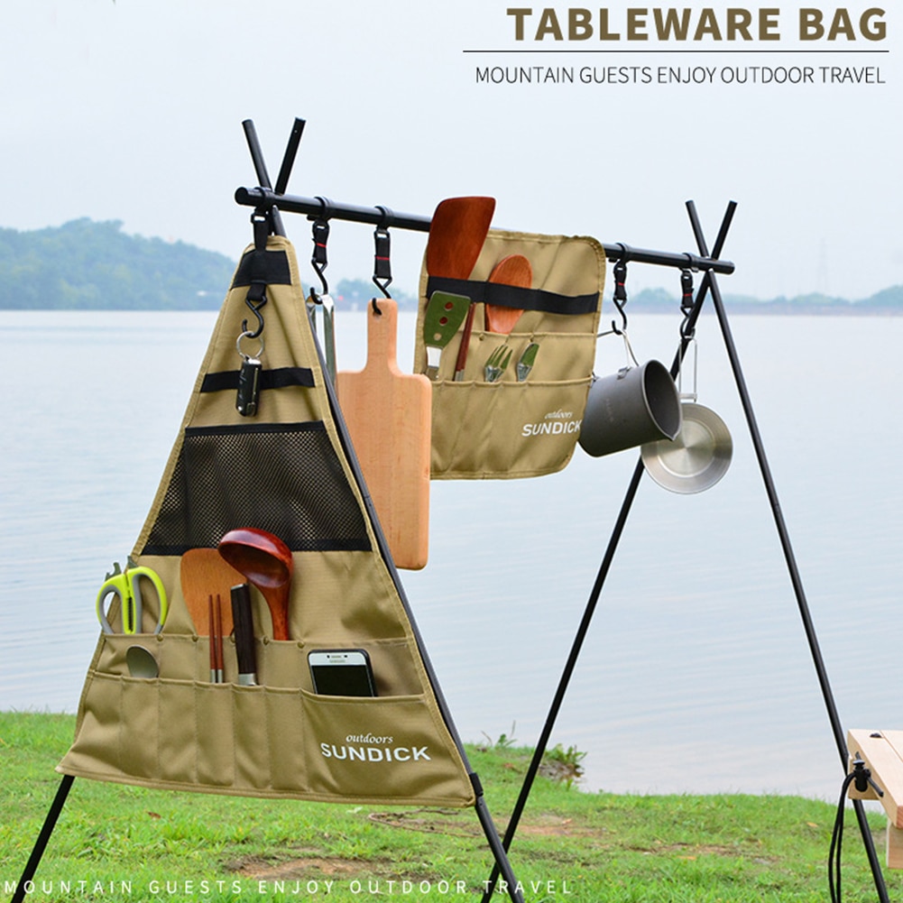 SUNDICK 900D Oxford Cloth Outdoor Camping Picnic Tableware Storage Bag Portable Barbecue Cutlery Organizer Hanging Holder Bags