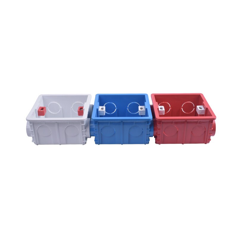 Wall Mounting Box, 86 Internal Cassette, Wiring Box, White Back Blue Red Box For 86mm*86mm Standard Wall Switch and Socket