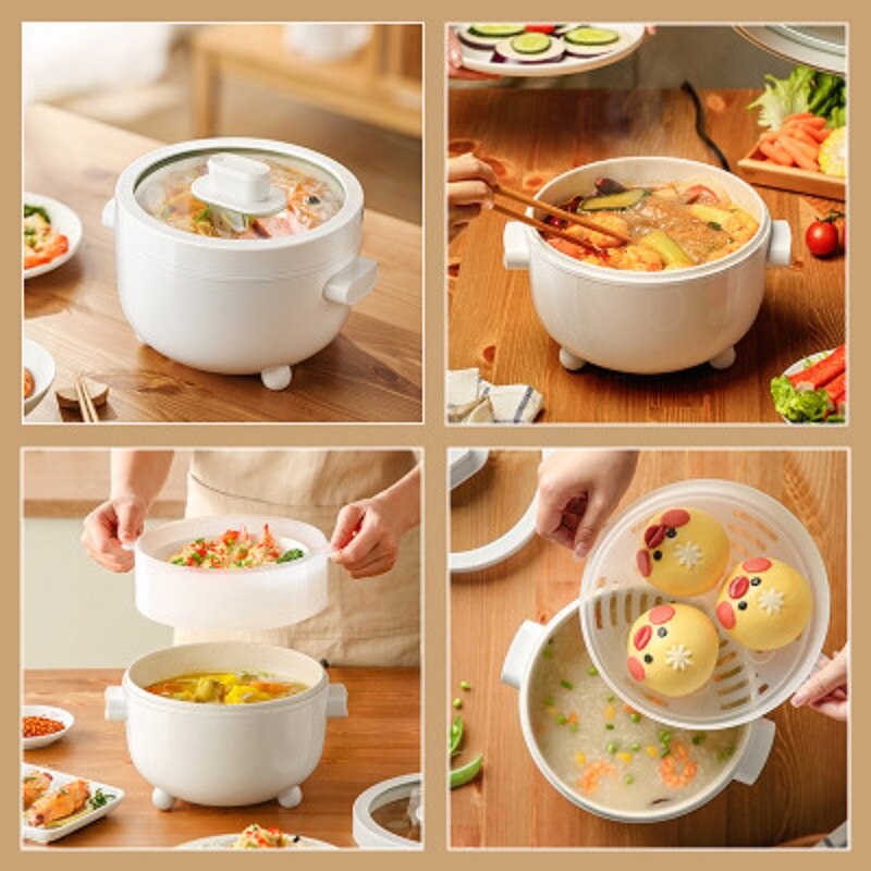 2L Electric Multi Cooker 350W Non-Stick Ceramic Glaze Inner Liner Cooking Pot Rice Instant Noodles for Home