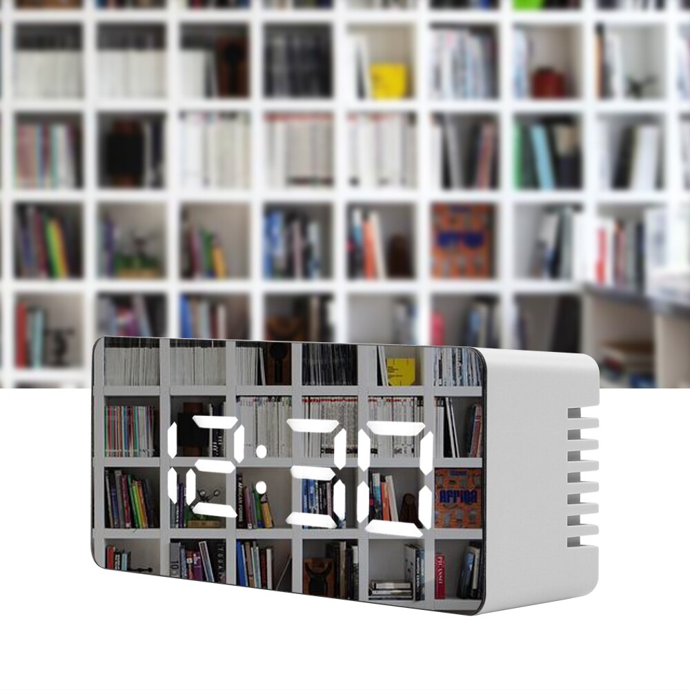 Digital LED Display Desktop Clock Thermometer Mirror Clock with Snooze Function USB & Battery Operated Desk Table Alarm Clocks