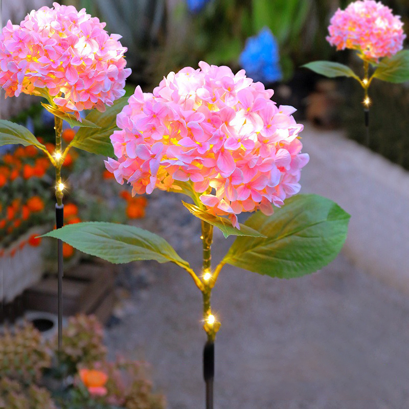 Solar Garden Lights Outdoor Waterdichte LED Hortensia Bloem Licht Villa Binnenplaats Decoratie Gazon Landschap Verlichting Solar Lamp