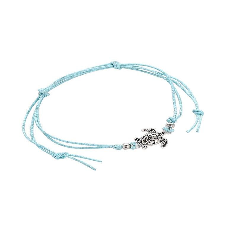 Boho Weave Turtle Pendant Anklets For Women Shell Anklet Bracelets On The Leg Bohemian Foot Ocean Jewelry: c