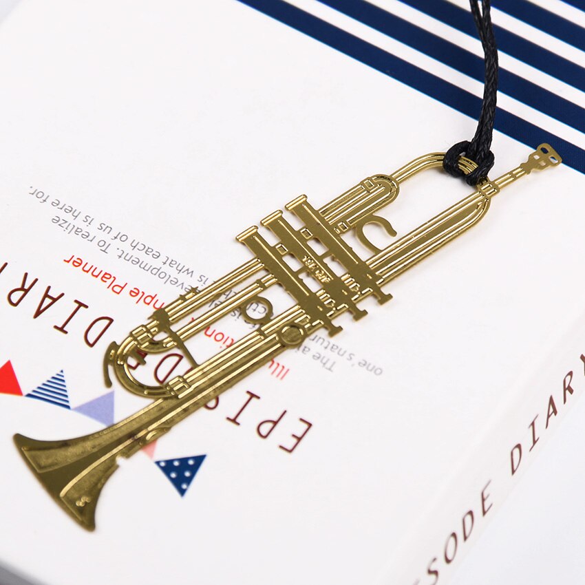 1PC Cute Gold Metal Bookmark Music Piano Guitar Bookmark for Book Korean Stationery: 2