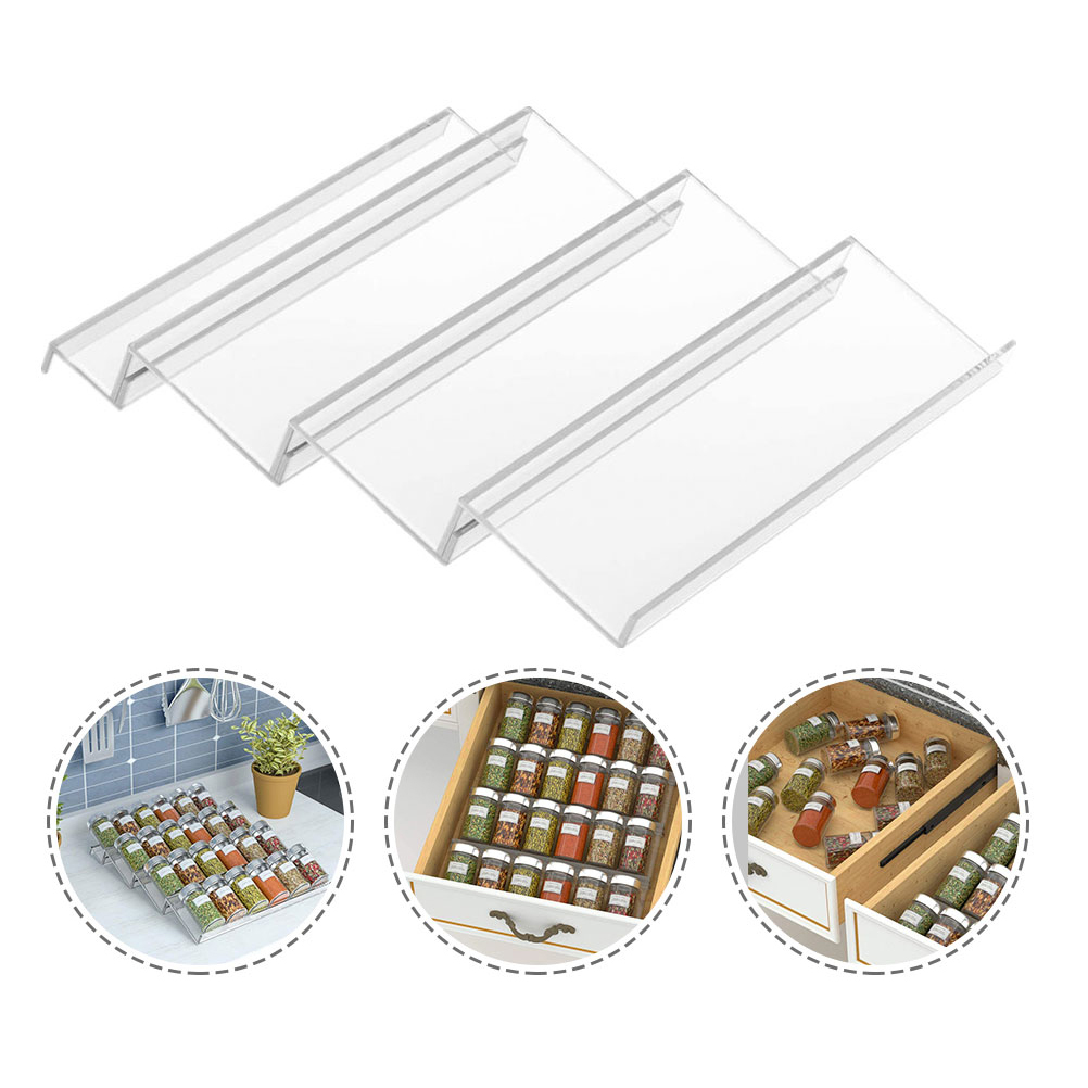 1 Set Expandable Spice Rack Organizer Acrylic Tiered Drawer Storage for Spice Bottles