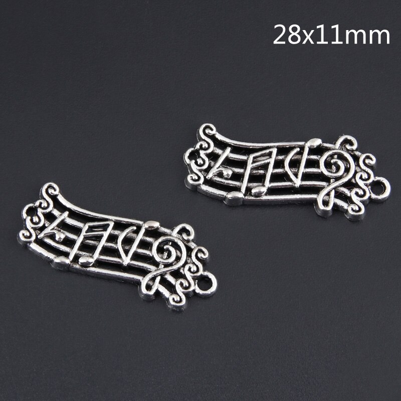 20Pcs Zilver Kleur 28X11Mm Notes Charms Muziek Score Connector Hanger Fit Diy Sieraden Maken Handgemaakte Accessoires: Default Title