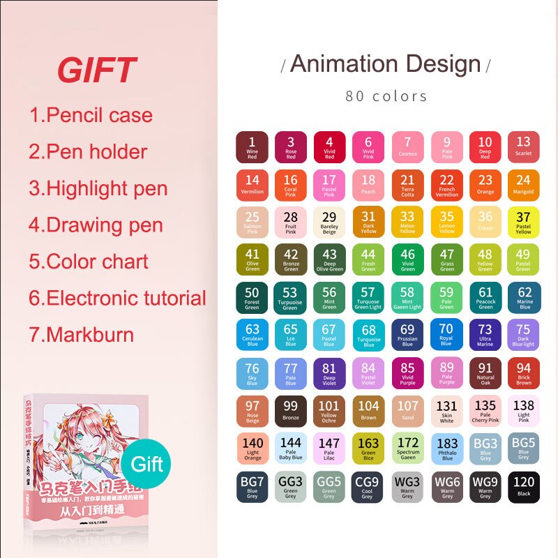 12/24/36/48/60 Colors Dual Tip Fine Liner Art Marker Pens Set Watercolor Drawing Painting Markers Pen Brush Schoo: 80 Color A