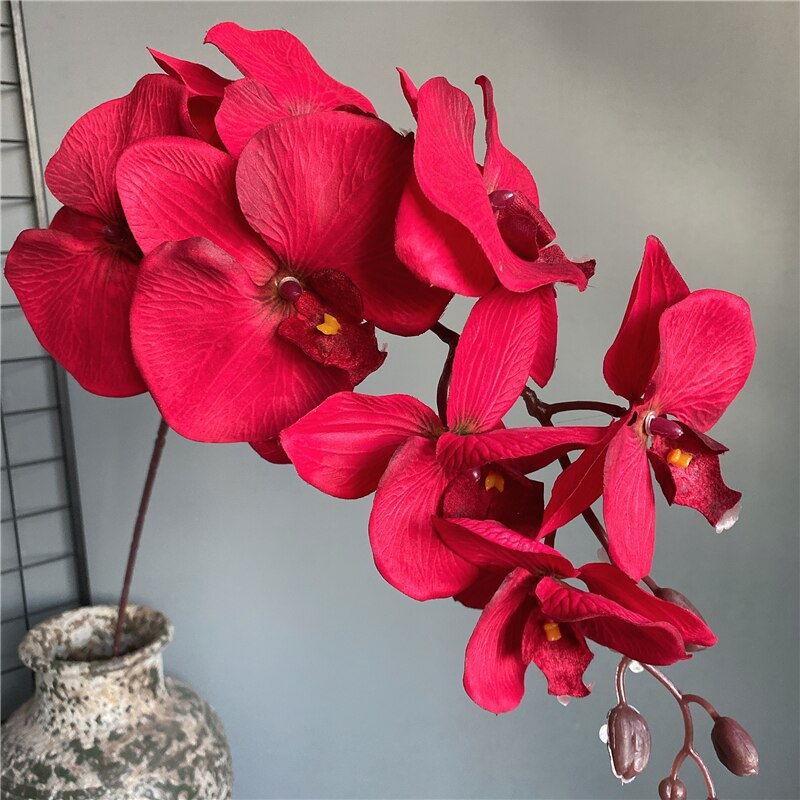 Orquídea Negra grande de 105cm, orquídea, flor de seda Artificial, Phalaenopsis para boda, jardín, decoración de habitación, flores artificiales: G
