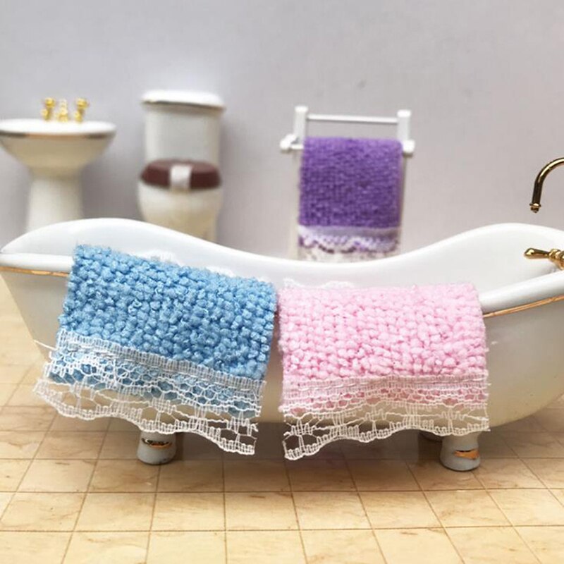 1/12 Mini Bathroom Hand Towel Model Toys Dollhouse Miniature Accessories Diy Furniture Toy