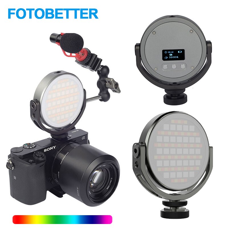 FOTOBETTER Regolabile HA CONDOTTO LA Luce Video Rotondo RGB Full Color Luce di Riempimento Fotografia di Illuminazione con Estendere Braccio Magico