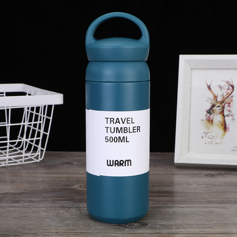 Reizen Tumbler Thermos Mok 350/500ML Roestvrij Staal Dubbelwandige Thee Koffie Thermoskan: Sky Blue / 301-400ml