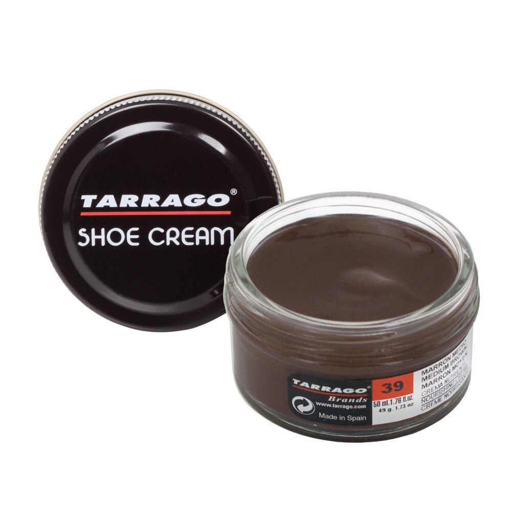 Tarrago Shoe Cream Tarro 50ml | Crema de Ceras para Zapatos | Apto para Cuero y Cuero Sintético Marron Medio (39)