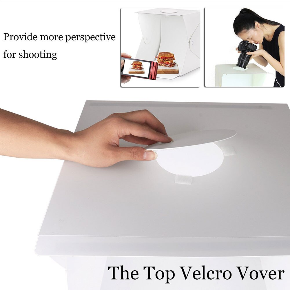 Mini draagbare dslr camera studio box sieraden fotografie tent tafelblad opname led licht verwijderbare schietgat opvouwbare behuizing