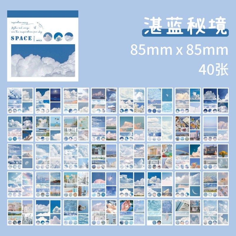 40Pcs Dagelijkse Landschap Washi Stickers Set Voor Journaling Plakboek Zelfklevende Decoratieve Sticker Voor Scrapbooking Diary Planner: B