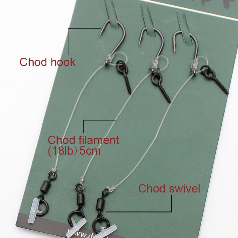 1 pakke karper fiskeriudstyr med filament 18lb fiskesnøre / boilies skrue lille rig / fiskekrog 6/8/10 pop up chod rigs