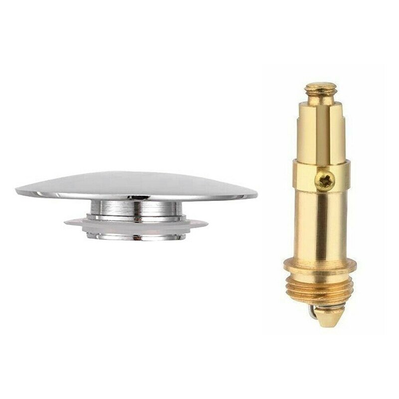 1Pcs Chrome Easy Pop Up Basin Waste Bathroom Sink Push Button Click Clack Plug Bolt