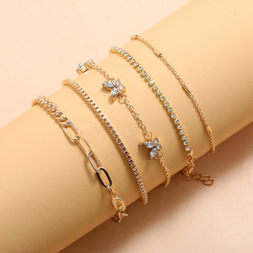 5 teile/los Böhmischen Pavé Kristall Schmetterling mehrschichtig Kette Armbinde Frauen Strand Party lässig Schmuck Zubehör Freundschaft