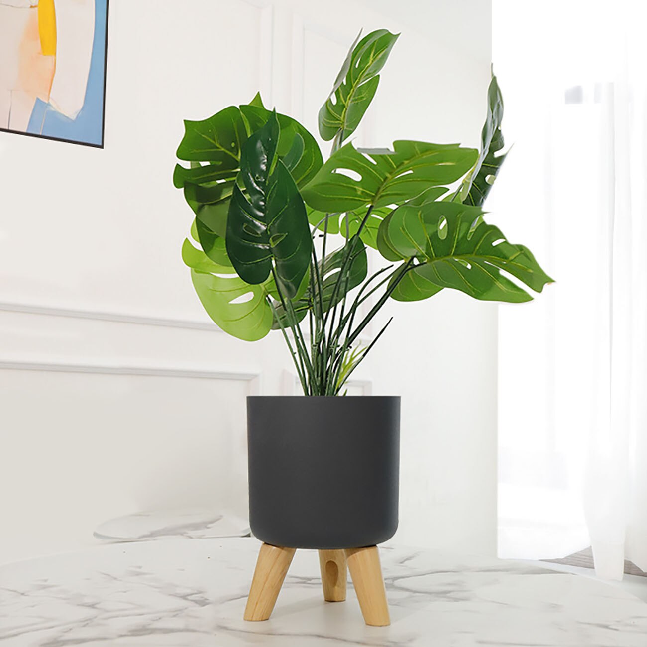 Växt blomkruka blomkruka nordisk stil planteringskärl kruka stativ hållare inomhus kontor hem balkong trä ben display rack