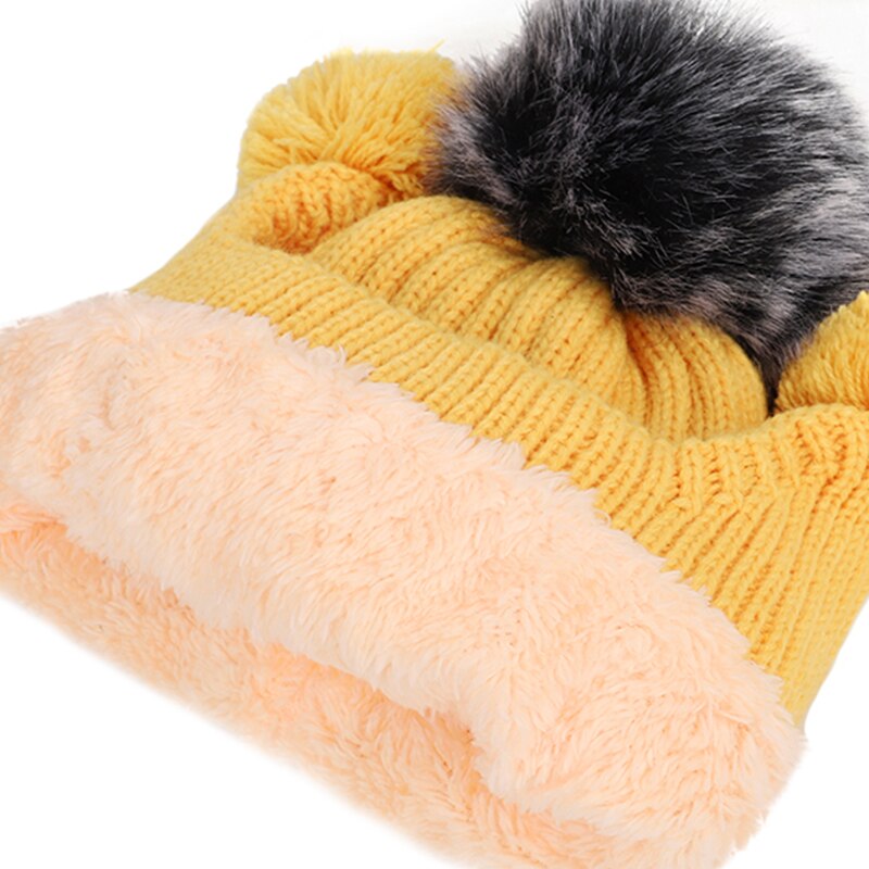 Vinterbeskyttelse børnehøreværn hat varm sød bomuldshue varm strik hue drenge og piger plus fløjlshue
