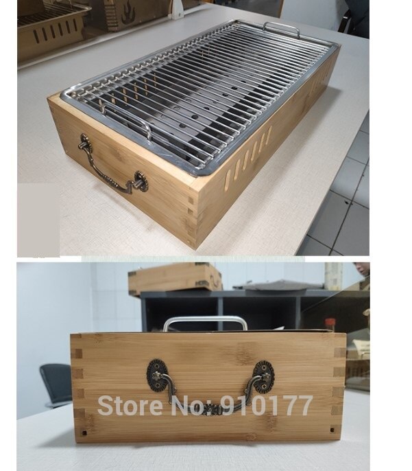 Portable bamboo box charcoal bbq grills commercial barbecue kebab stove heating oven household commercial table BBQ 036-3