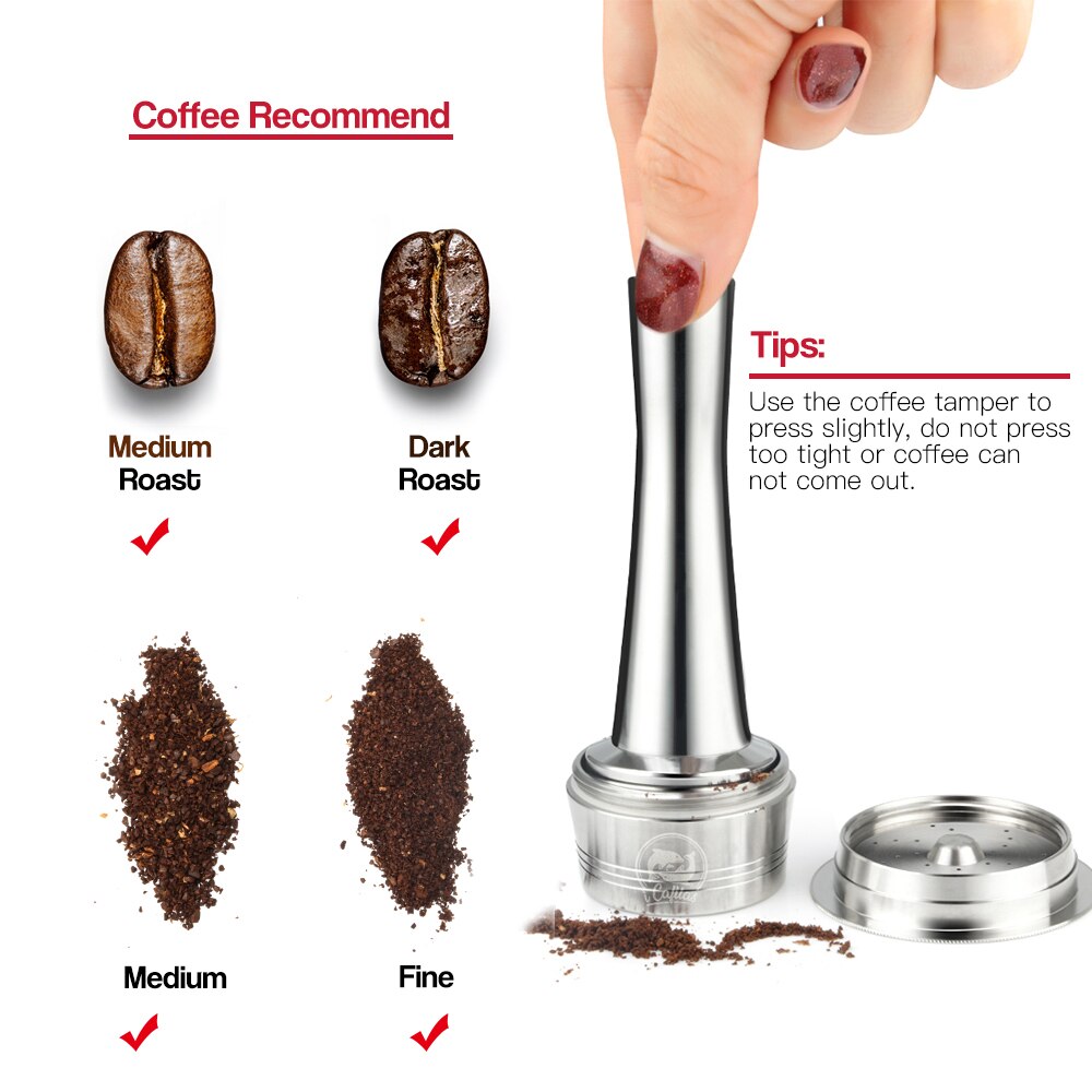 For Tchibo Cafissimo Classic For Caffitaly K-fee Refillable Coffee Capsule Pod Stainless Steel Cafeteira Filters Tamper Spoon