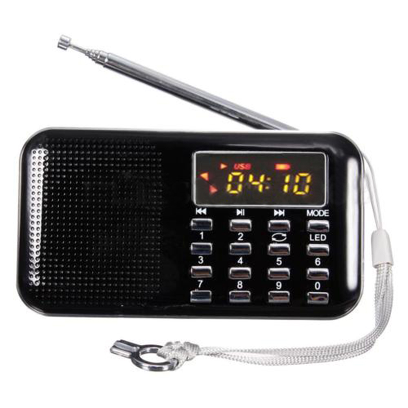 Mini L-218 Digital LCD MP3 Radio Speaker Player Support TF Card USB with LED Flashlight Function Portable Radio FM/AM Speaker