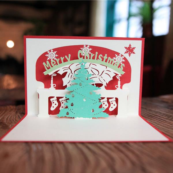 Paper 3D Pop Up Greeting Cards Merry Christmas Xmas Tree Children Kids