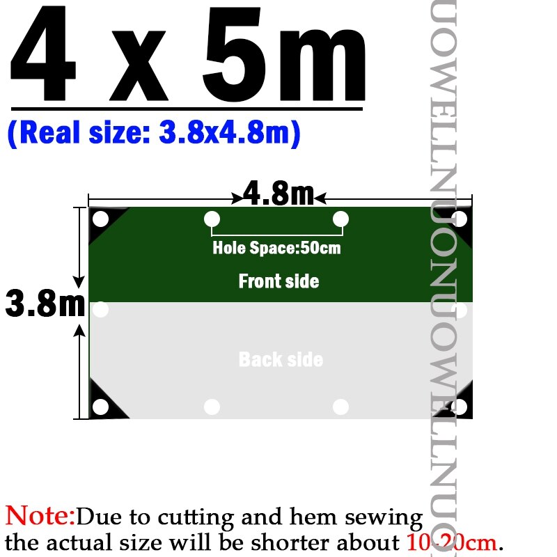 0.32mm plandeki PE wodoodporna roślina ogrodowa schronisko płótno łódź samochód ciężarówka Canopys deszczoodporna tkanina Outdoor Cargo Pile Tarp Cover: 4x5m