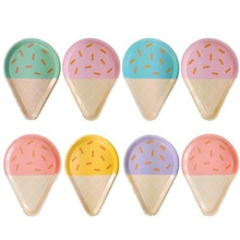 16PCS Ice Cream Plates Wedding Dinner Supplies Paper Dishes Disposable Tableware for Cake Dessert Appetizer