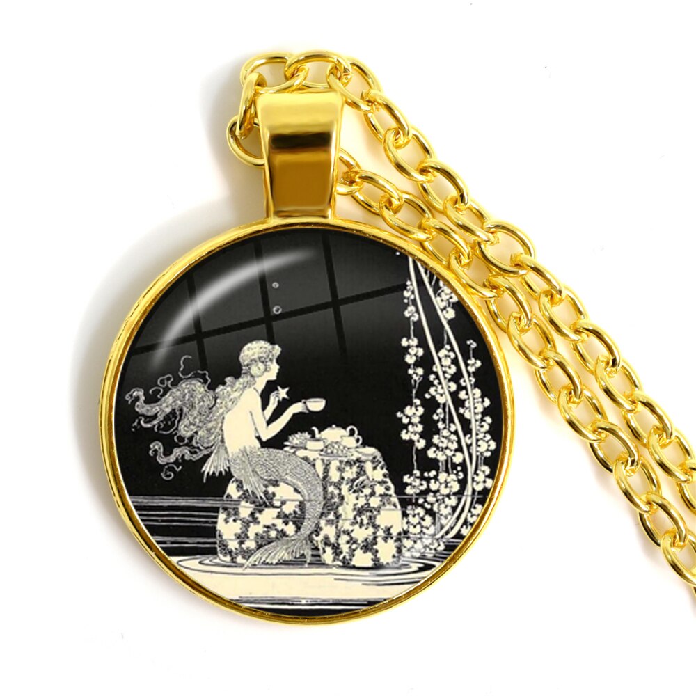 Nouvelle chaîne artisanale Vintage grenouille fée pendentif collier verre Cabochon femmes charme bijoux colares e correntes feminino: Plaqué platine