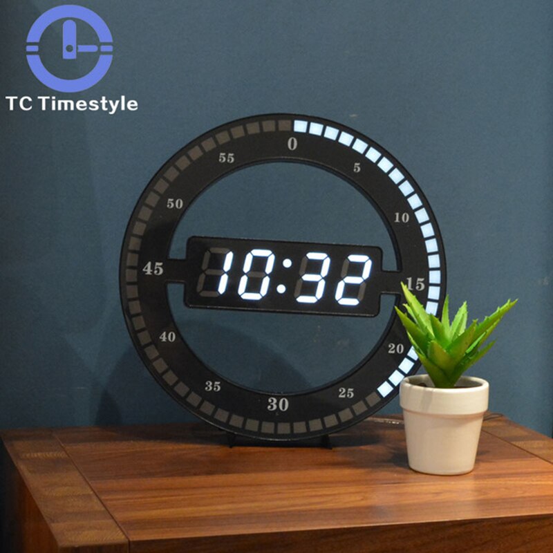 Digital Electronic LED Wall Clock Night Light Glow Round Home Decoration Minimalist Digital Wall Clock Modern 12 Inches