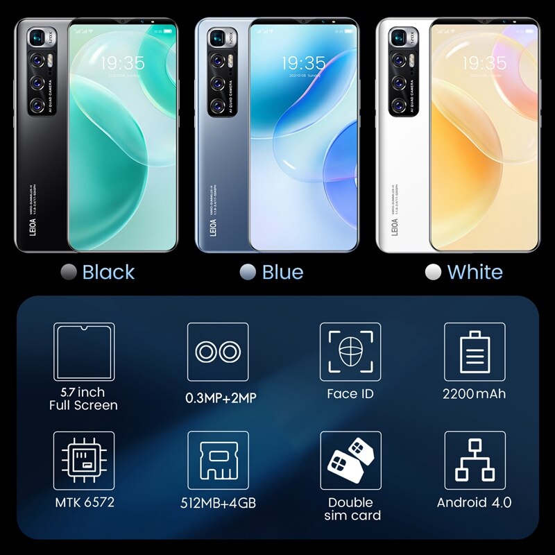 M10 Plus Smartphone 5,7-Zoll MTK6572 Dual-Ader 512MB RAM + 4GB Rom Dual Karte Dual bereithalten Android 4,0 Telefon Eu-stecker