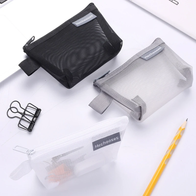 Triangle Mesh Nylon Visible Large-capacity Coin Bags Purses ID Credit Card Holder Pouch Key Earphone Makeup Toiletry Storage Bag