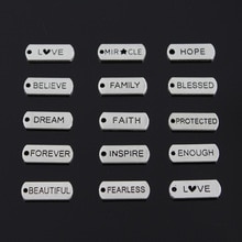 10 stücke Charms für immer glauben hoffen brave liebe gesegnet glauben traum fearless familie 21x8mm Tibetischen Silber DIY antike Anhänger