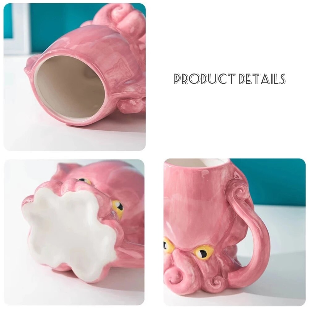 Grappige Roze Octopus Keramische Mok Koffie Met Tentakel Handvat, Craft 3D Koffie Mokken, unieke Voor Vrienden,