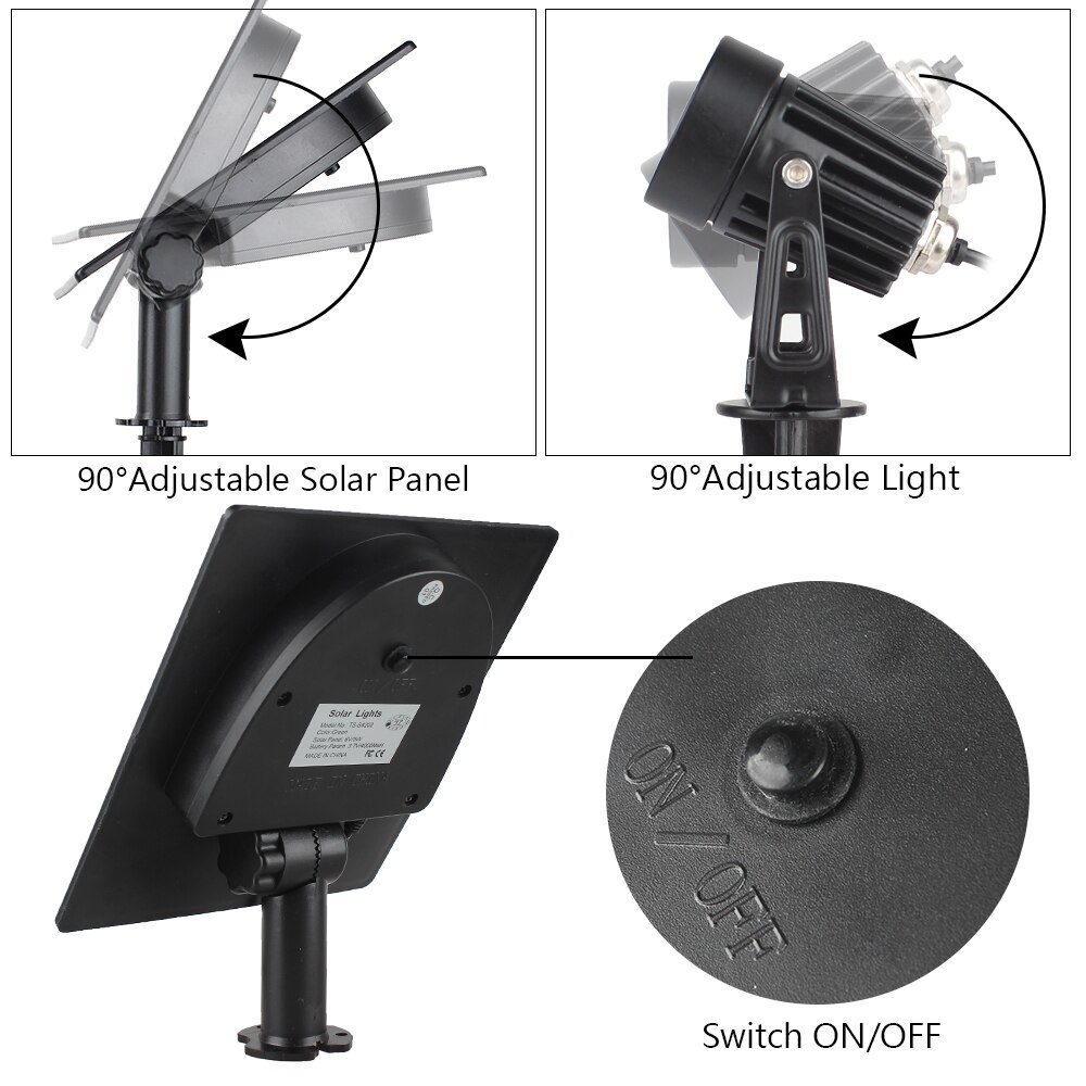 2W Solar Panel 2 Lamps Split Extendable outdoor Green spotlight ip65 grade Garden landscape waterproof solar light