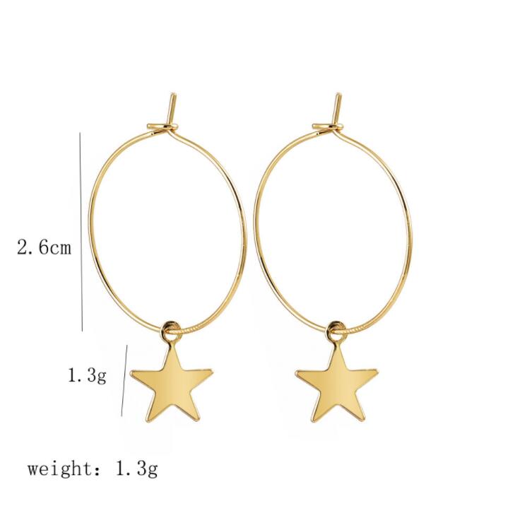 Pendientes colgantes de estrella para mujer, joyería de oro, colgante para chica, de tendencia, cierre de gota: 1