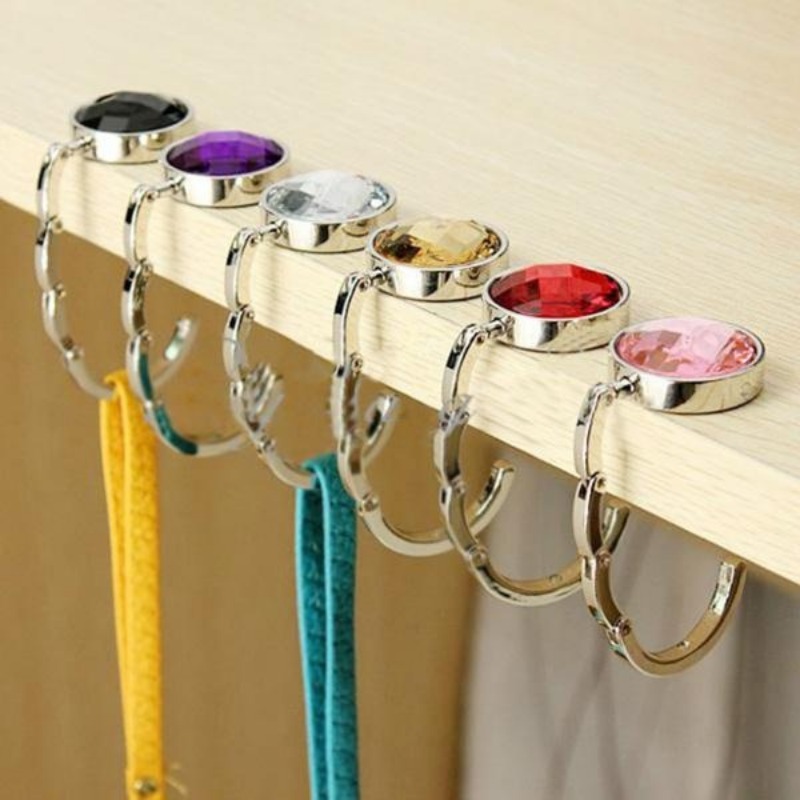 Wohnaccessoires Badezimmer-Organizer Einkaufstasche faltbare Tasche Haken Brieftasche Legierung Kristall Strass Haken