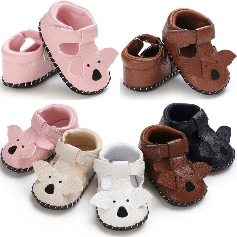 Cute Animal Bear Newborn Baby Shoes Sandals Soft Crib Sole Leather PU Toddler Girls Boys Shoes Toddler Kids Prewalker Clogs