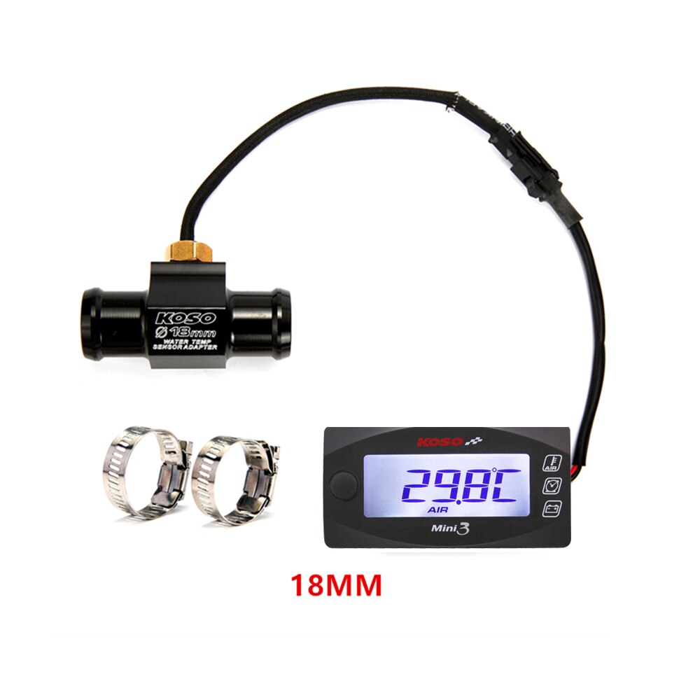 KOSO-medidor Digital Mini 3 en 1 con pantalla LED, voltímetro, termómetro, temperatura del agua, Universal, para motocicleta: 18mm min3