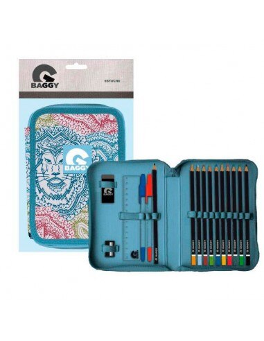ESTUCHE PLUMIER COMPLETO DE BAGGY AZUL