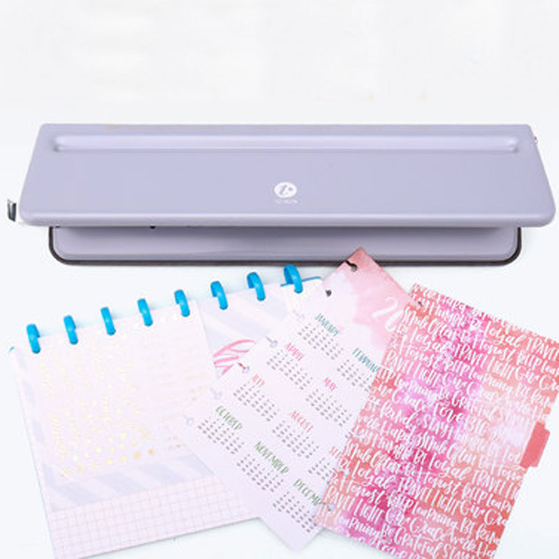 T Mushroom Hole Disc Binding Loose-Leaf Puncher Adjustable 12-Hole Punch Disc Bound Notebook Crafts and Scrapbooking Punchers