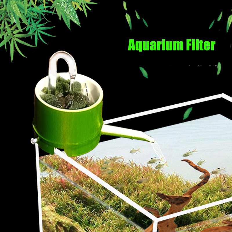 3-IN-1 Aquarium Filter Box Bamboo Tube Type ABS Water Flow Device Mini Top-mounted External Fish Tank Filter Water Purification