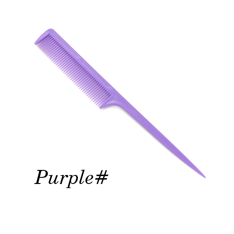 1Pcs/Lot Fine Teeth Hair Brush Comb Detangling Plastic Rat Tail Comb Hair Dressing Combs For Salon Hair Style Tools Cutting Comb: purple